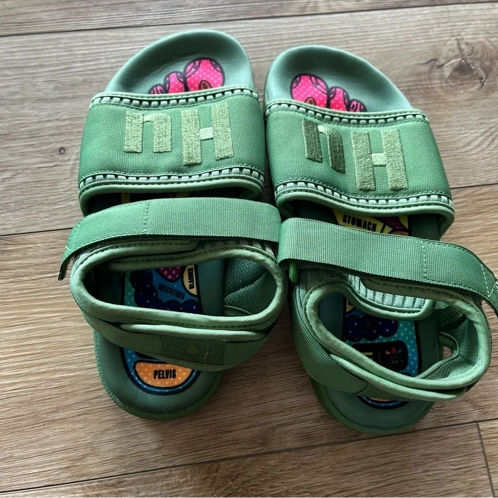 Adidas Size 5 Pharrell x Adilette 2.0 Sandal Hu Human Race Green
